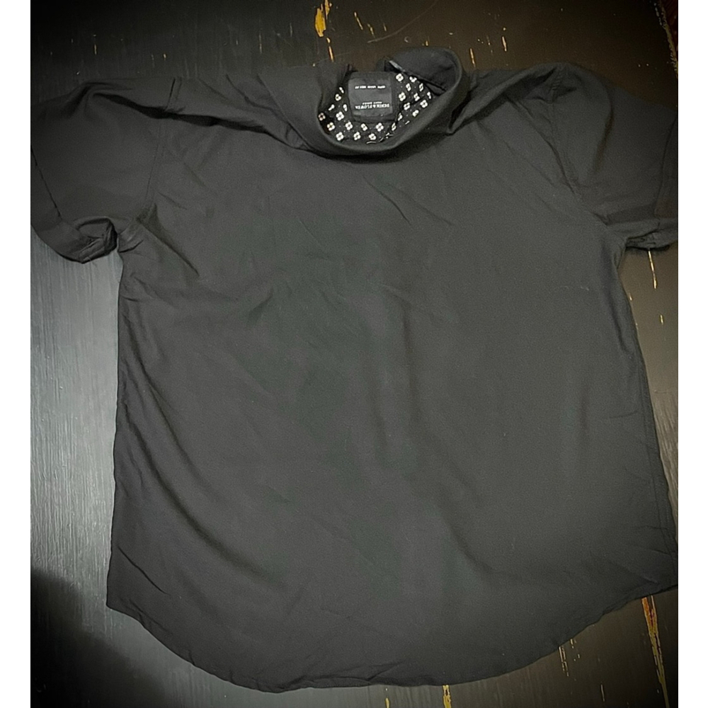 Men's Denim & Flower Black Casual Button Down Shirt M sleek - Picture 4 of 5